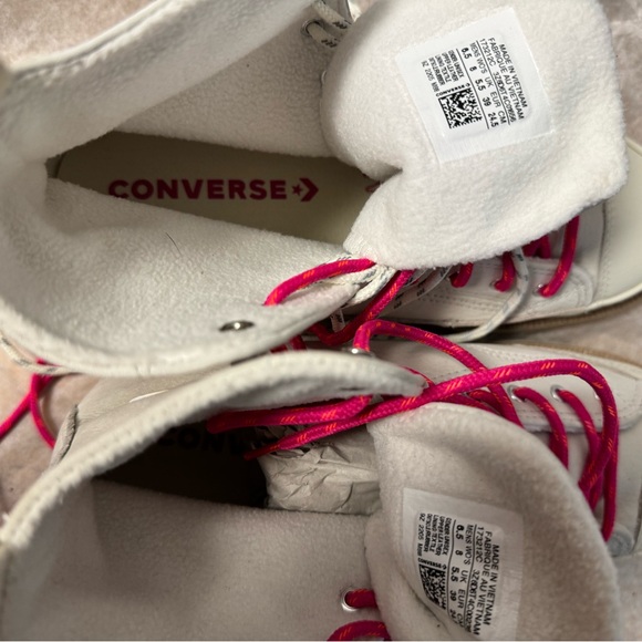 NEW Women's High-Top Sneakers - White and Pink- soft, buttery leather UNISEX - Picture 3 of 8